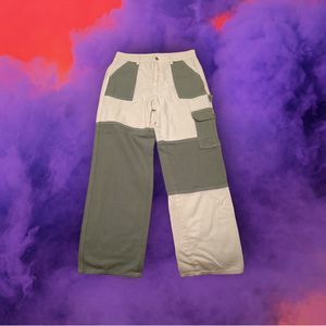 SHEIN WOMENS PATCHWORK QUILT Tan and Olive Large 34 Waist